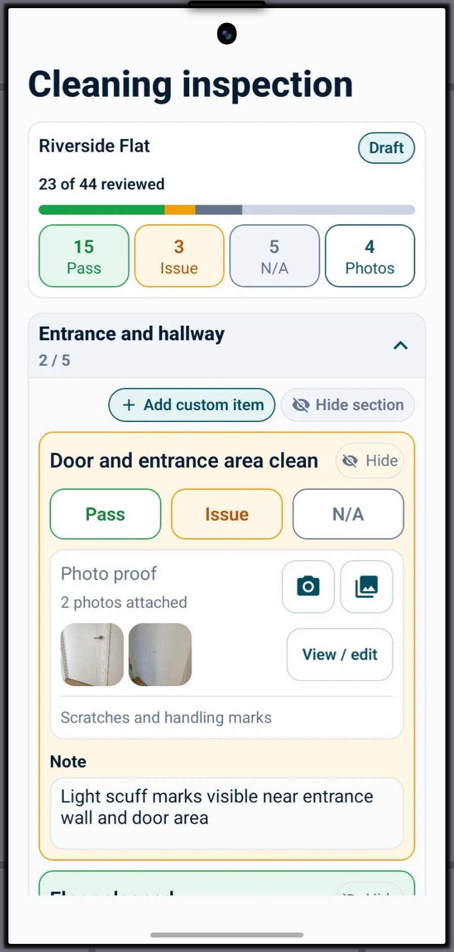 StayProof active inspection checklist with photo proof